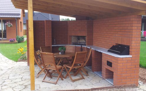 Outdoor kitchen. Used materials: Terca Red briched bricks from Aseri plant (Estonia).