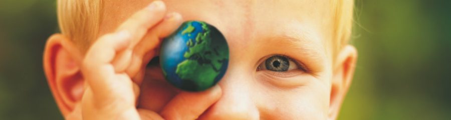 Child with marble - globe