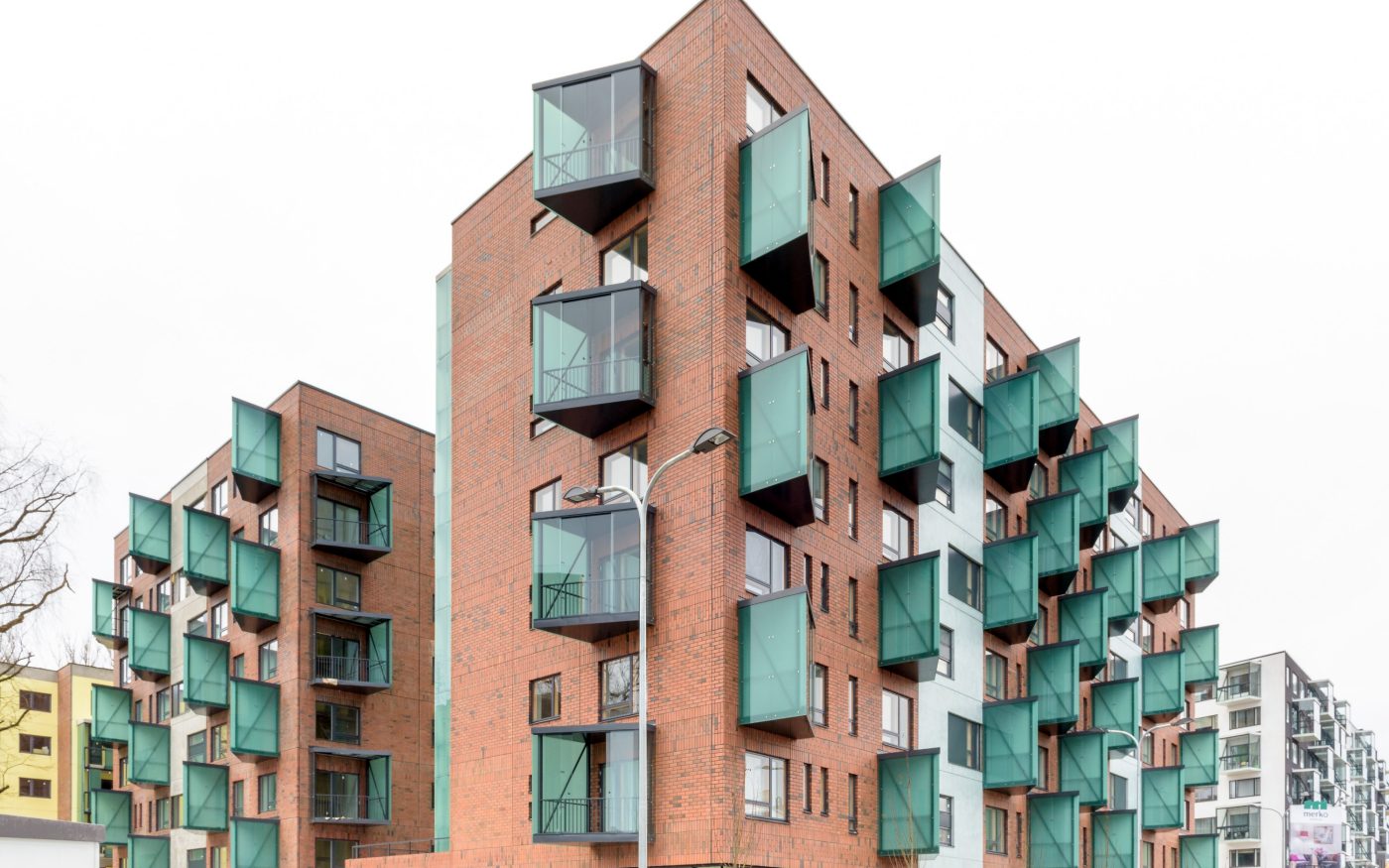 Tartu mnt 52 kortermaja. Kasutatud materjalid: Terca Red Flame tellisplaadid. Arhitekt: Martin Aunin Fotograaf: Henry Vürst.