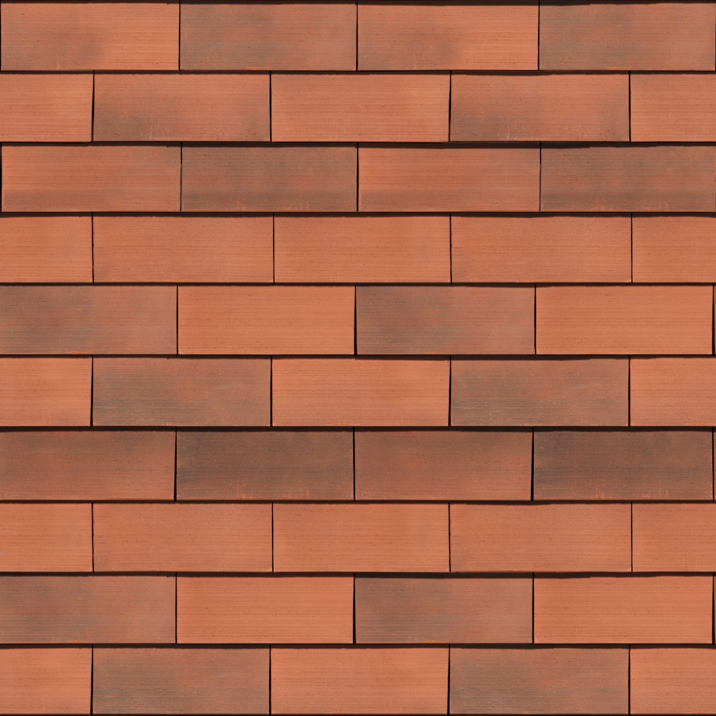 Sarkani raibi Urban Christianshavn keramiskie jumta dakstiņi ar raupju virsmu.