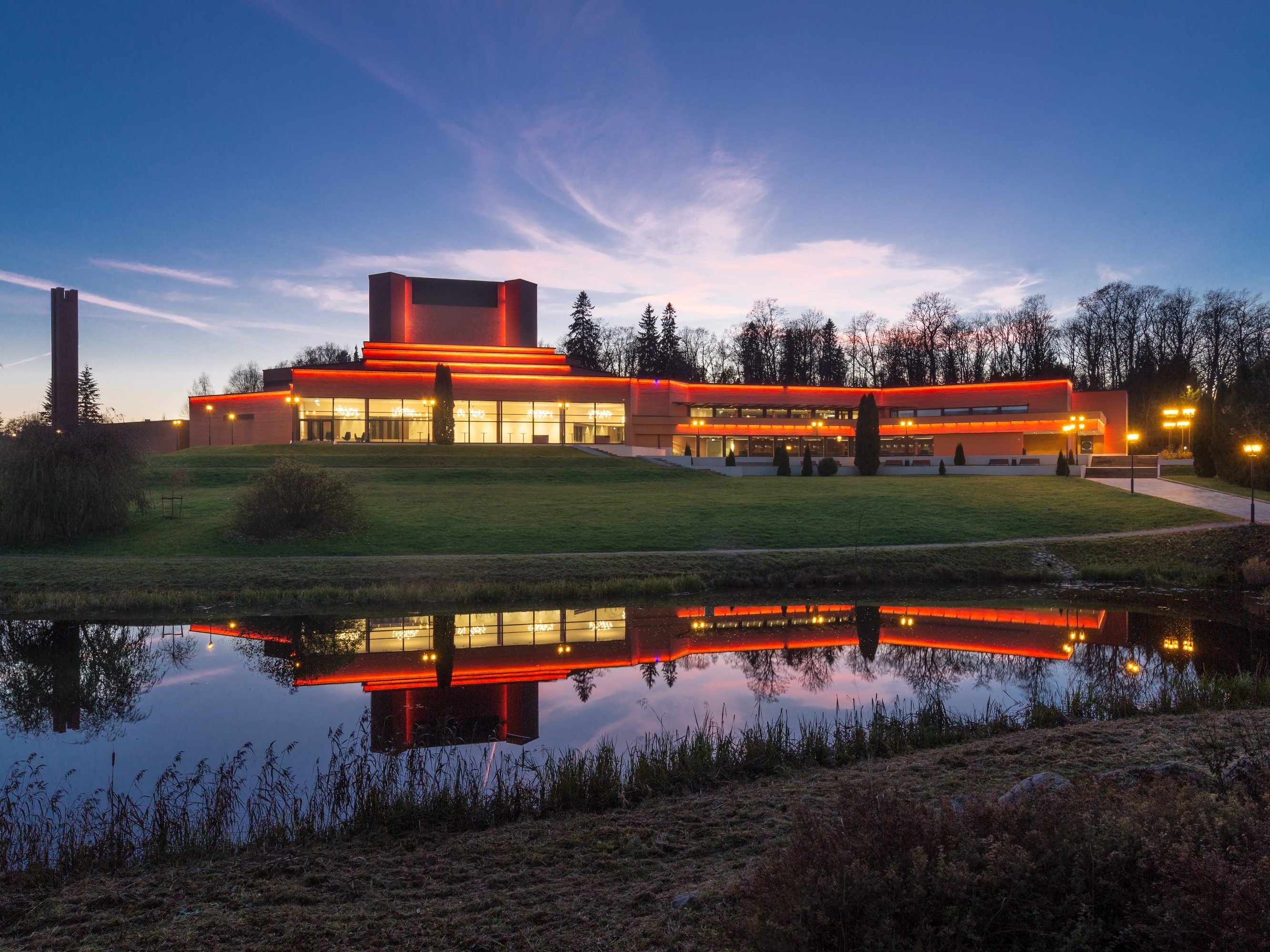 Theater Ugala in Viljandi, Estonia. Used materials: Terca ceramic bricks Red Smooth and customised designed bricks, Terca ceramic brick slips and corners Red Smooth.
