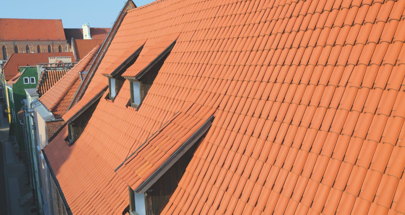 Granary in Torun Poland with natural Monk Nun roof tile