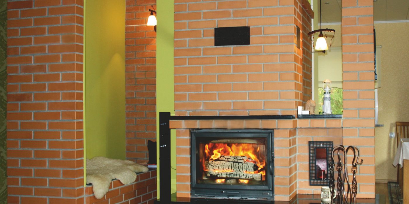 Fireplace is built with Red Smooth bricks from Aseri plant.