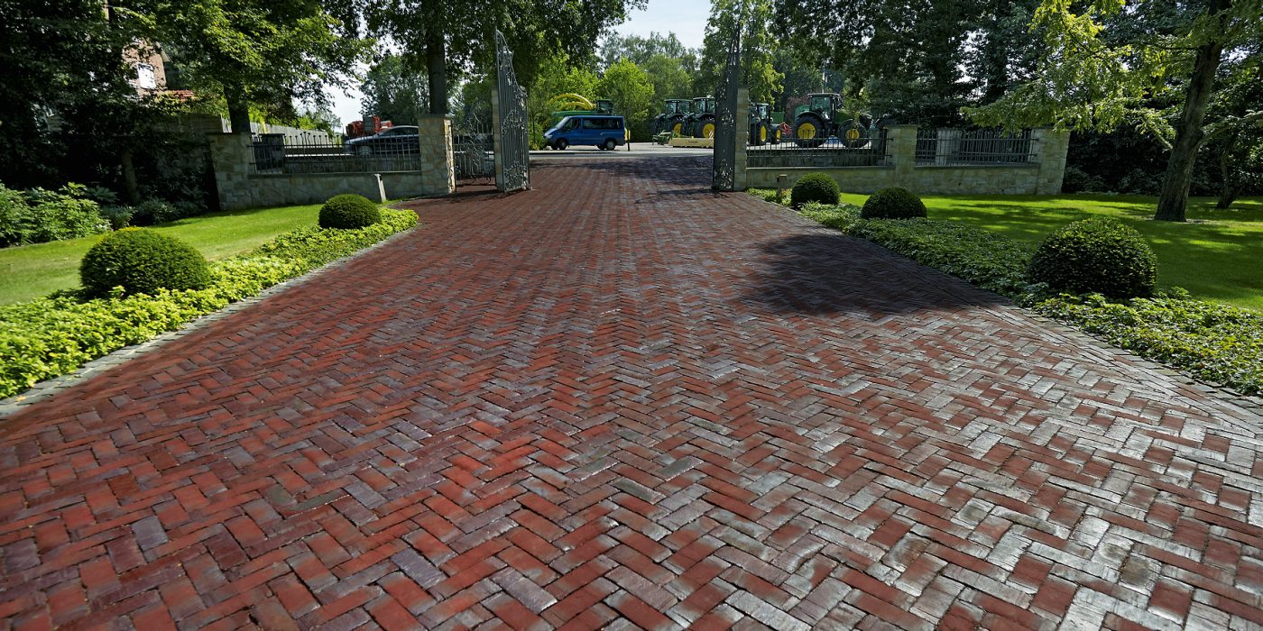 paver, penter, paving stone, entrance, garden, rotblaubunt geflammt