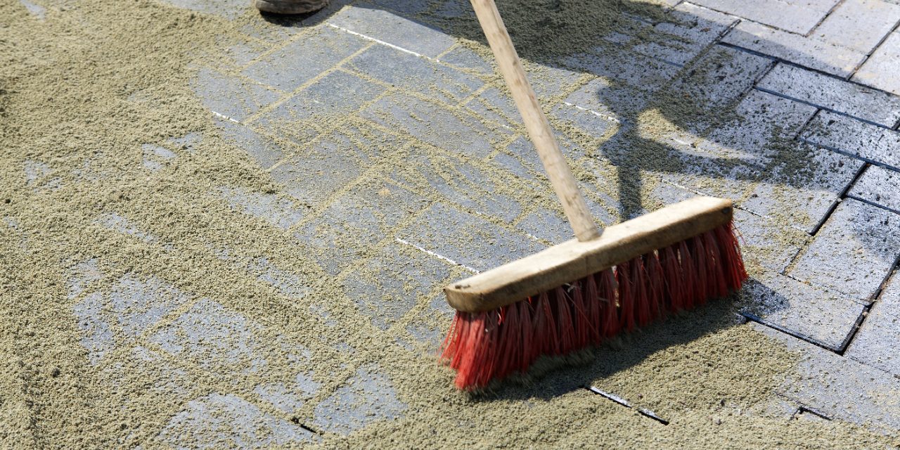 filling, joint, sand, broom, brick, paver, paving stone