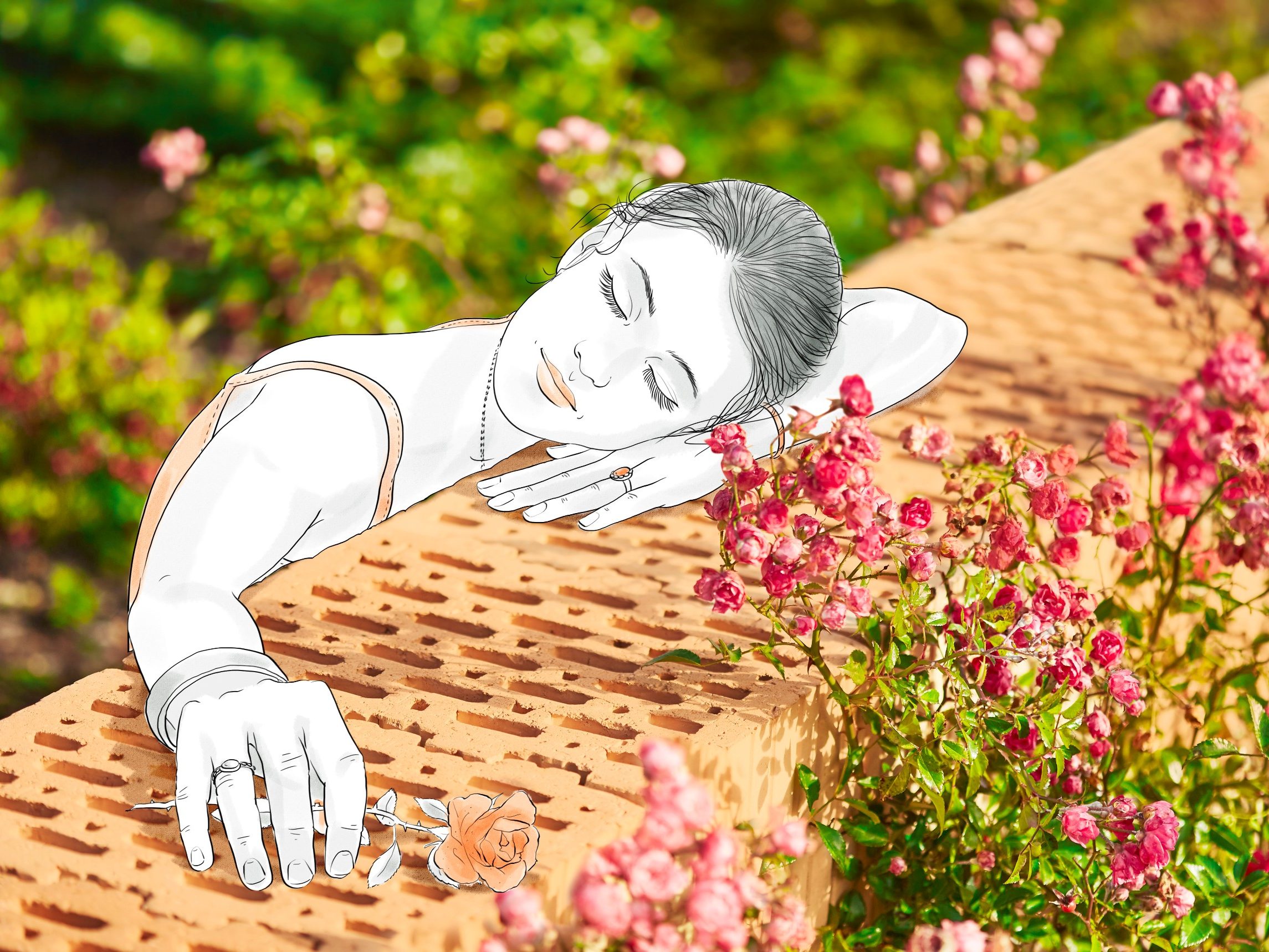 Calendar image photo floral bricks Porotherm AKU - woman - brick - Wienerberger