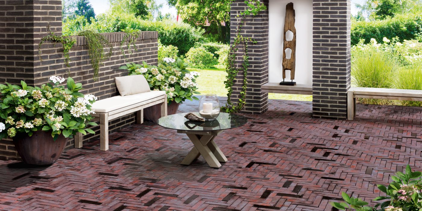 paver, penter, paving stone, terrace, garden, bench
